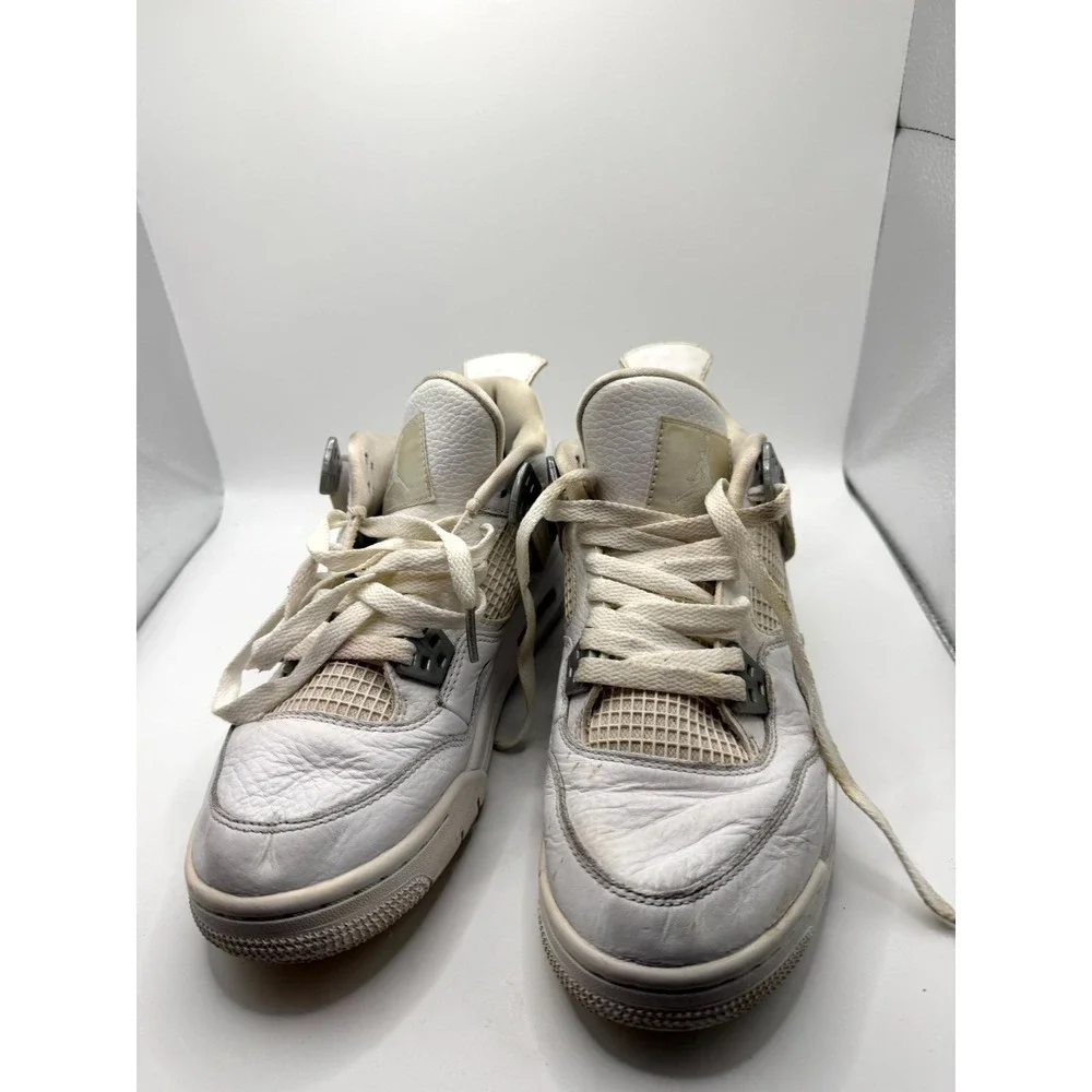 Air‎ Jordan 4 Retro 408452-100 Youth 6 Sneakers White Leather Lifestyle Shoes